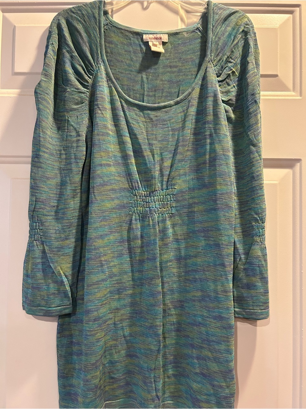 Sundance Teal Blue and Green Long Sleeve Scoop Neck Tunic
